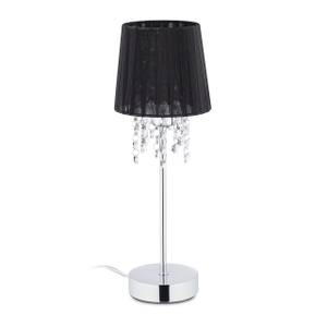 Kristall Tischlampe mit Organza-Schirm Schwarz - Silber - Metall - Kunststoff - Textil - 15 x 41 x 15 cm