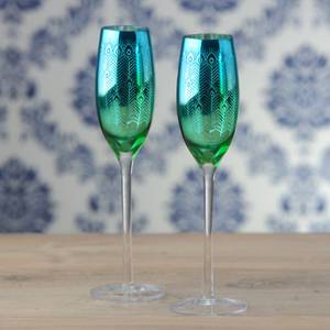 Peacock Champagnerflöten 2er Set Glas - 7 x 25 x 7 cm