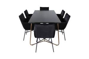 Essgruppe Pippi 19 (7-teilig) Schwarz - Massivholz - 90 x 75 x 190 cm