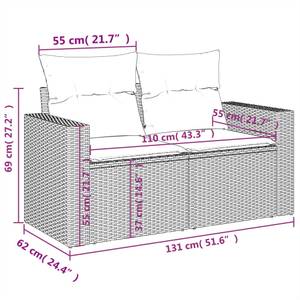 Gartensitzgruppe K743(9-tlg) Schwarz - Massivholz - 69 x 62 x 62 cm