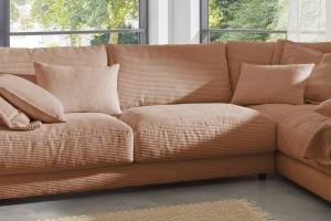 Sofa MADELINE Ecksofa Cord Braun - Ecke davorstehend rechts