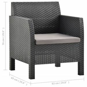 Garten-Lounge-Set Grau - Kunststoff - Polyrattan - 65 x 76 x 240 cm