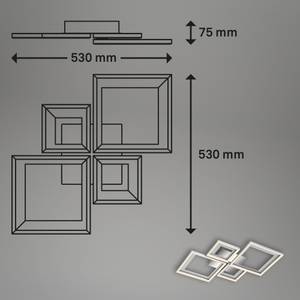 LED Deckenleuchte, alu-chrom, 2x12W+2x7W 53 x 8 x 53 cm