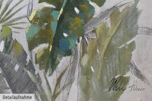 Tableau peint à la main Wildlife Vert - Bois massif - Textile - 150 x 50 x 4 cm