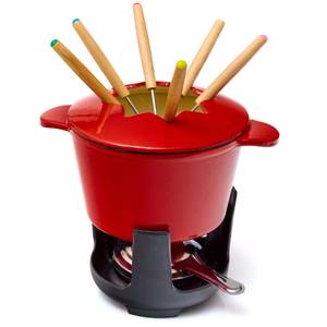 Gusseisen Fondue Set 1 Liter 13-tlg Schwarz