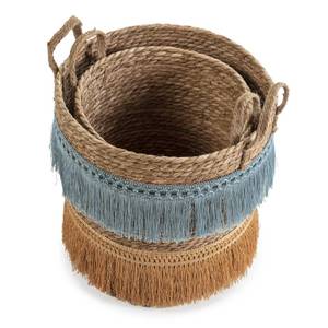 Set de 2 paniers Indie fibre naturelle Bleu - Fibres naturelles - 36 x 34 x 36 cm