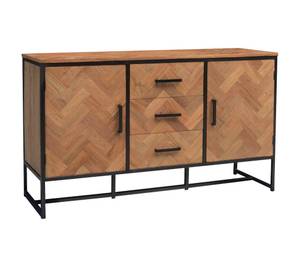 Sideboard Teaked Schwarz - Massivholz - 145 x 85 x 45 cm