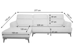 Sofa G44 L-Form Hellgrau - Schlaffunktion davorstehend links