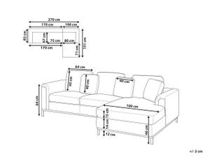 Ecksofa OSLO Beige - Silber - Armlehne davorstehend rechts - Ecke davorstehend links - Mit Kissen - Textil