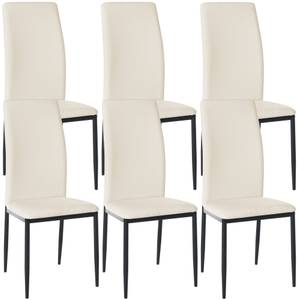 chaise salle à manger Savino Lot de 6 Crème - Cuir synthétique