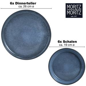 VIDA Keramik Dinner Geschirr-Set 12tlg Blau - Ton - Porzellan