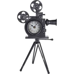 Deko-Uhr KAMERA auf Ständer, schwarz Schwarz - Metall - 13 x 33 x 30 cm