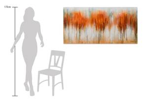 Tableau peint à la main Fall in Orange Vert - Orange - Bois massif - Textile - 120 x 60 x 4 cm