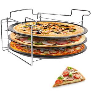 Pizzablech 3er-Set mit Ständer Ø30cm Schwarz - Metall - 30 x 19 x 30 cm