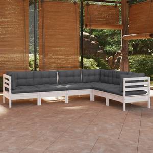 6-tlg. Garten-Lounge-Set mit Kissen Weiß Weiß