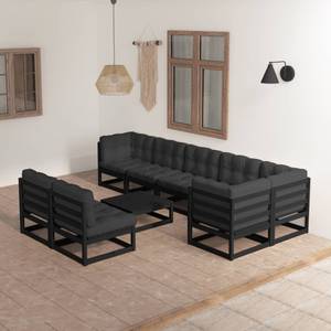 Gartenmöbel-Set (9-teilig) 3009796-2 Schwarz - Massivholz - Holzart/Dekor - 70 x 30 x 70 cm