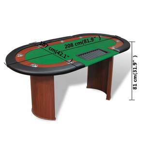 Table de poker 292052 Vert - Bois manufacturé - 107 x 81 x 208 cm