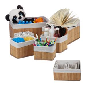 Lot de 12 paniers de rangement nature Marron clair - Blanc