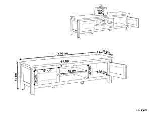 Meuble TV ATOCA Marron - Blanc - Bois manufacturé - 140 x 41 x 39 cm