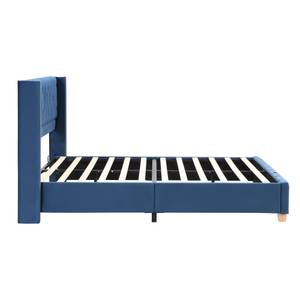 Polsterbett VELVWings Ⅱ Blau - Holzwerkstoff - Metall - Massivholz - Textil - 169 x 108 x 205 cm