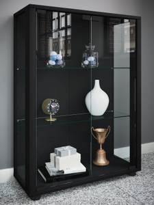 Glas Stand Vitrine Sammelvitrine Sintalo Schwarz - Hochglanz Schwarz