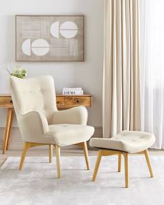 Fauteuil VEJLE Beige - Crème - Chêne clair