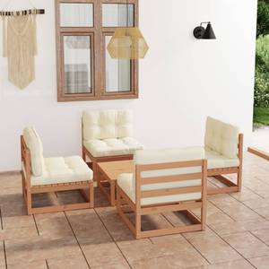 Garten-Lounge-Set 3009868-2 (5-teilig) Braun - Dunkelbraun - Weiß