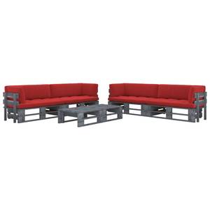 Salon de jardin 3016503-4 (lot de 6) Gris - Rouge