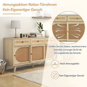 Sideboard Coeus Ⅶ Braun - Holzwerkstoff - Metall - Polyrattan - 40 x 78 x 140 cm