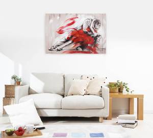 Acrylbild handgemalt Hingebungsvoll Rot - Massivholz - Textil - 90 x 60 x 4 cm