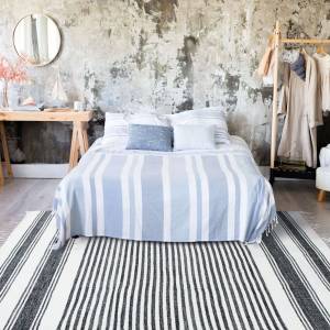 Tapis TERRA COTTON LIGNES Noir - Textile - 190 x 290 x 290 cm