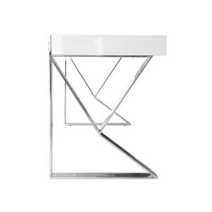 Bürotisch in Weiß und Stahl Weiß - Holzwerkstoff - Metall - 120 x 76 x 61 cm