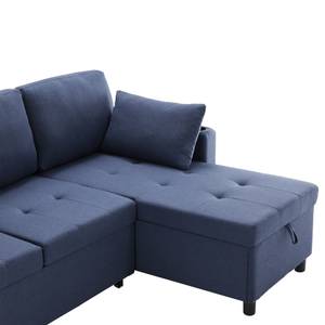 Ecksofa Mercury Ⅷ Blau - Holzwerkstoff - Metall - Textil - Holzart/Dekor - Holz teilmassiv - 141 x 87 x 212 cm