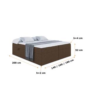 Boxspringbett mit Topper MARCE-BW Braun - Breite: 180 cm - H4