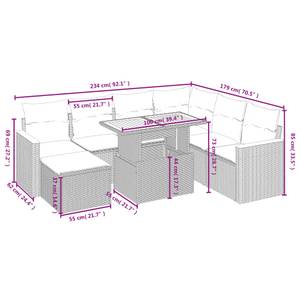 Gartensitzgruppe K909(8-tlg) Schwarz - Massivholz - 69 x 62 x 55 cm