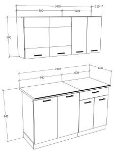 Singleküche Küchenzeile 140 cm Esilo Weiß - Holzwerkstoff - 140 x 145 x 60 cm