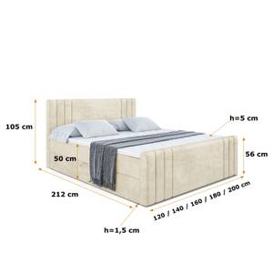 Boxspringbett IDRIKO-Z Ecru - Breite: 160 cm - H3