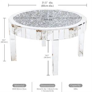 Verspiegelt Couchtisch Glas rund Silber Silber - Holzwerkstoff - Glas - 80 x 46 x 80 cm