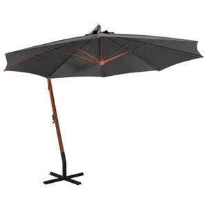 Parasol suspendu 3005780 Gris - Métal - Bois massif - 350 x 290 x 350 cm