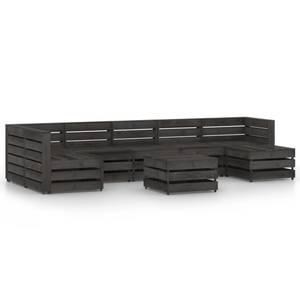 Garten-Lounge-Set Grau - Massivholz - Holzart/Dekor - 70 x 66 x 69 cm