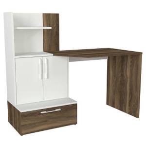 Schreibtisch Padora Walnuss Weiß Braun - Holzwerkstoff - 121 x 115 x 60 cm