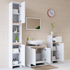 Meuble sous-lavabo Emma blanc/sonoma Largeur : 58 cm