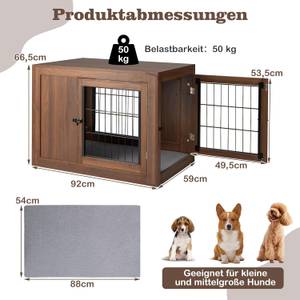 Hundekäfig PU10017WT Braun - Holzwerkstoff - 59 x 67 x 92 cm