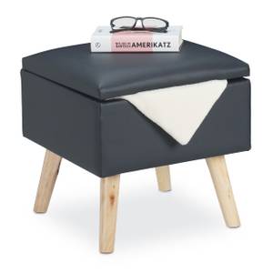 Tabouret avec rangement cuir artificiel Anthracite - Marron clair