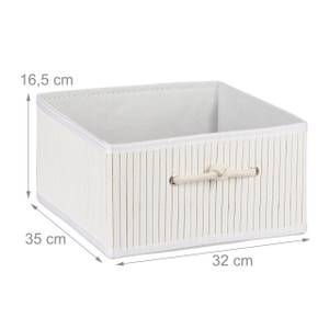 Panier de rangement Blanc - Bambou - Papier - Textile - 32 x 17 x 35 cm