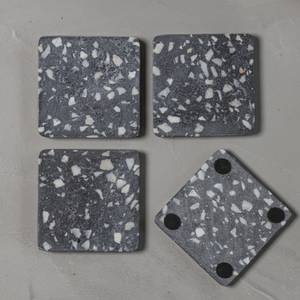 Untersetzer Marble 4er Set Grau - Naturfaser - 10 x 2 x 1 cm