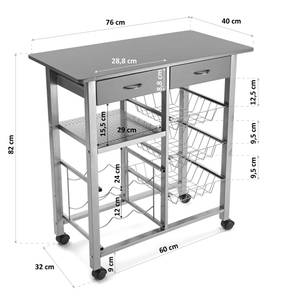 Küchenwagen Leicester Grau - Breite: 76 cm