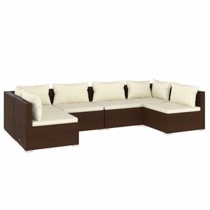 Garten-Lounge-Set (6-teilig) 3013633-3 Braun - Creme - Weiß - Anzahl Teile im Set: 6