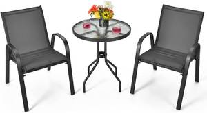 3tlg. Bistroset Grau - Metall - 67 x 83 x 55 cm