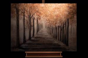 Acrylbild handgemalt Allee der Träume Beige - Massivholz - Textil - 100 x 75 x 4 cm